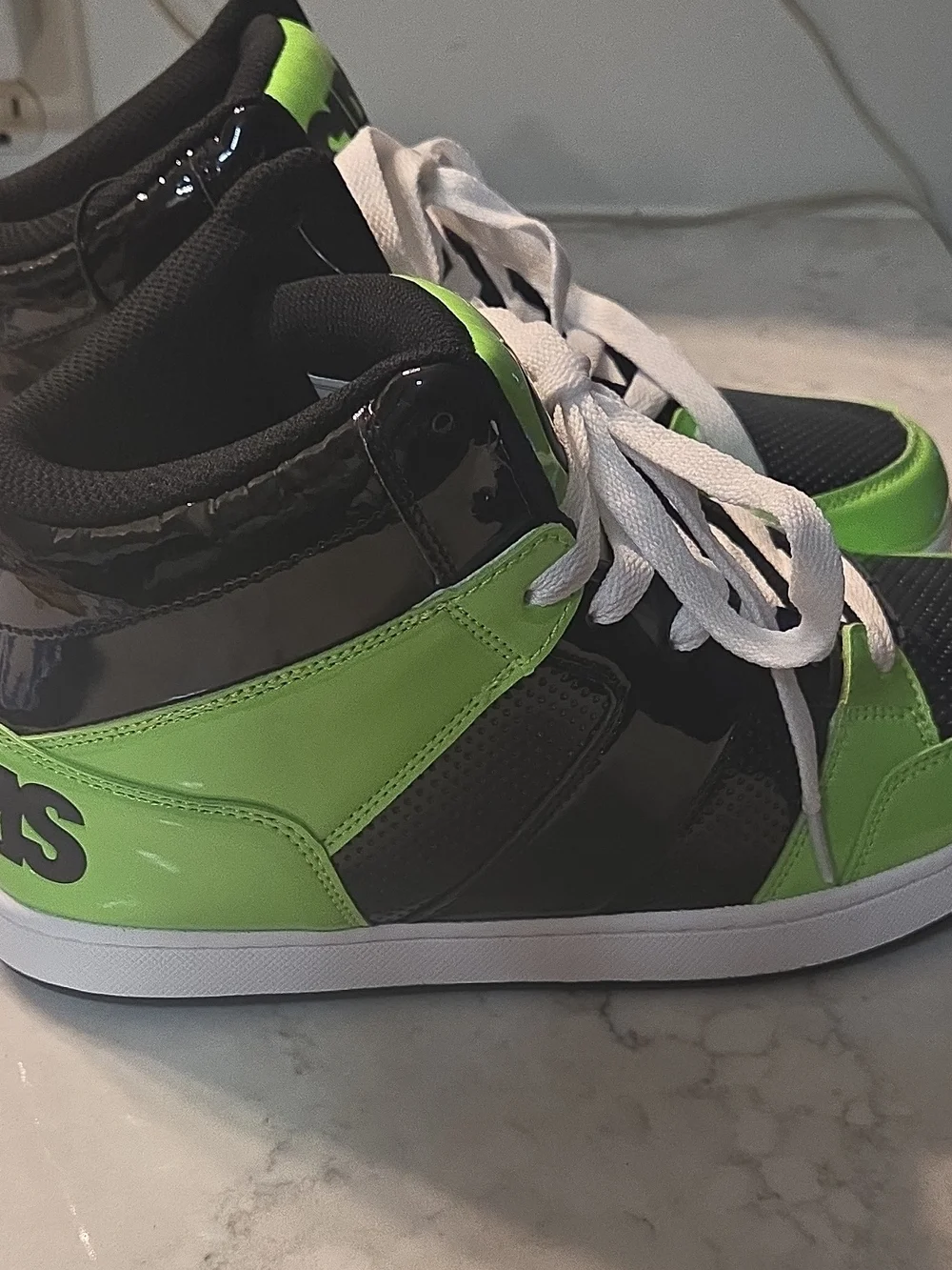 Osiris Kids High-Top Sneakers in Black and Neon Green